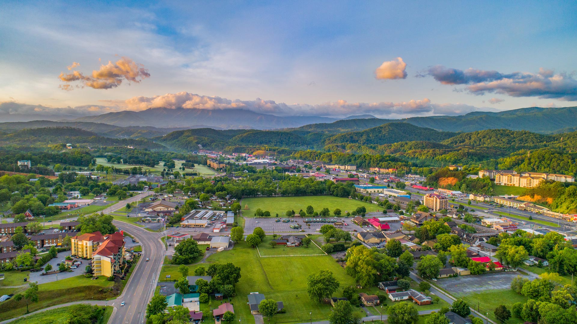 Arial view of Pigeon Forge, Tennessee