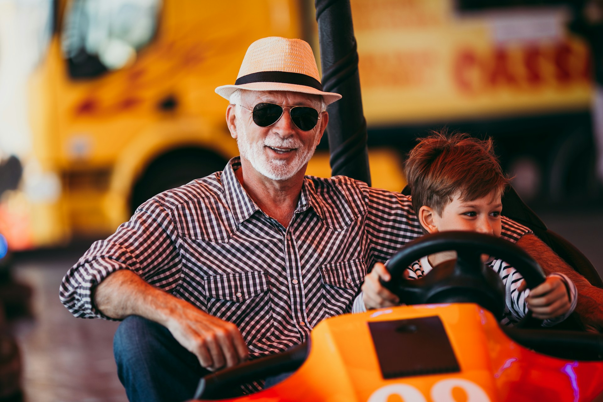 Family enjoying go-karts
